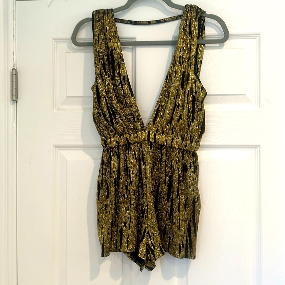 Sexy gold romper low v ASOS size 2